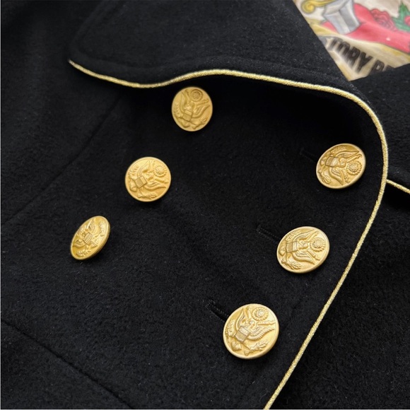 History Repeats Women’s Military Wool Coat sz 42 Black Gold Eagle Italy $830 HR - Picture 10 of 15